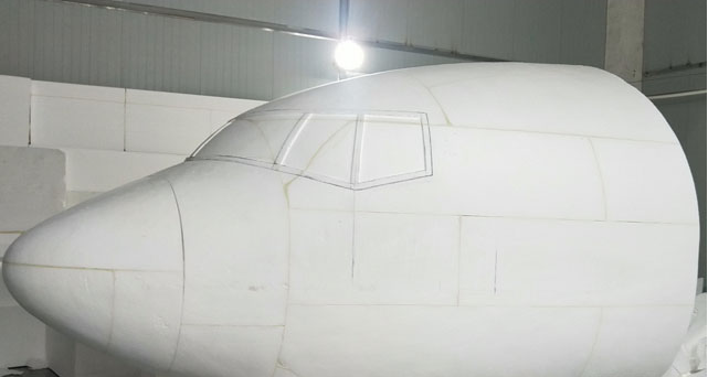 玻璃钢飞机模拟飞行器设备外壳制作泡沫雕刻图 玻璃钢飞机模拟飞行器设备外壳制作泡沫雕刻图